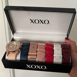 XOXO Rose Gold Watch with Colorful Straps